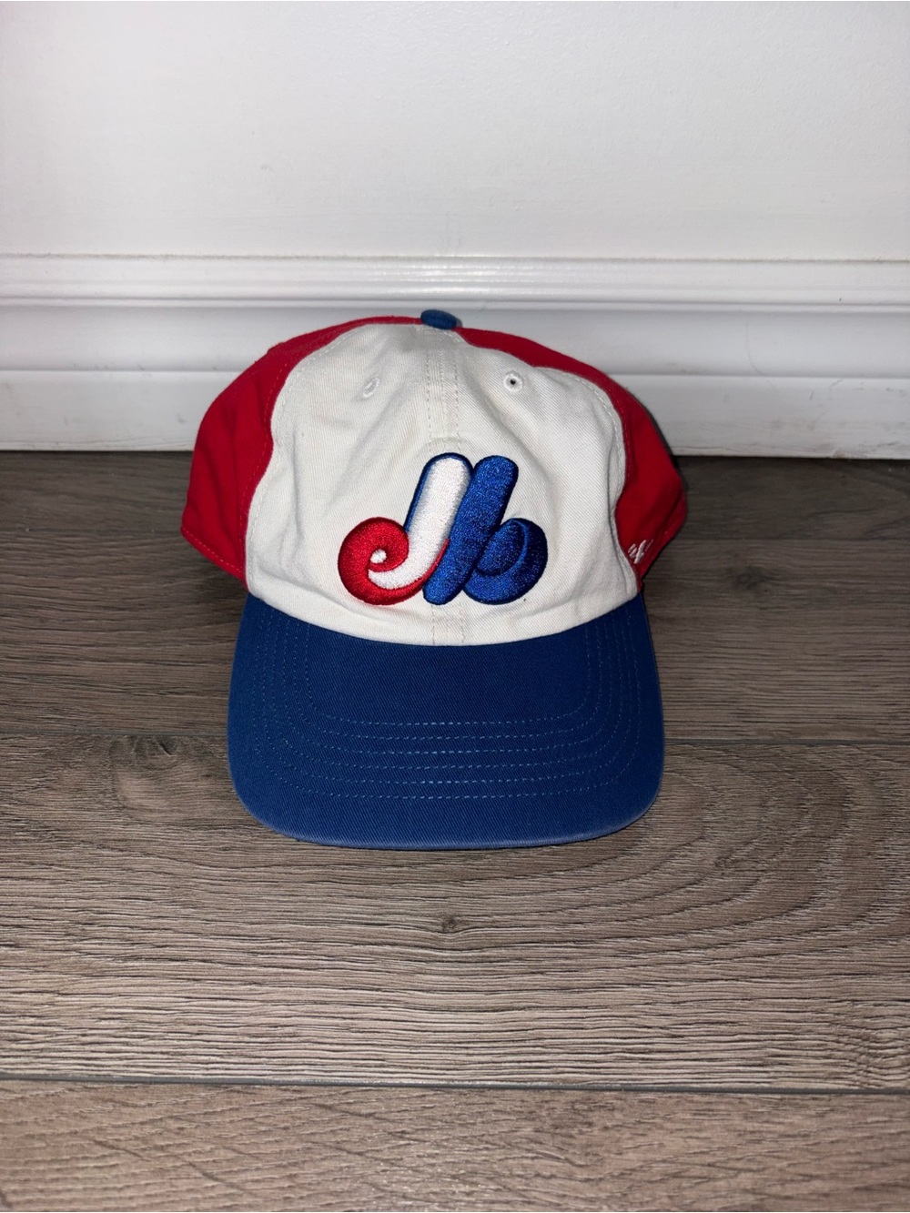 '47 Montreal Expos NBL Brand Tricolor Baseball Cap in Blue, Red, Green